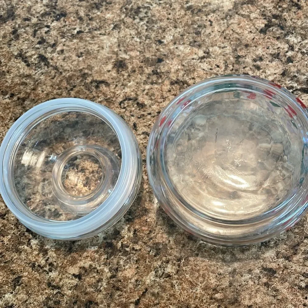 Vintage‎ Christmas glass candy jar with lid